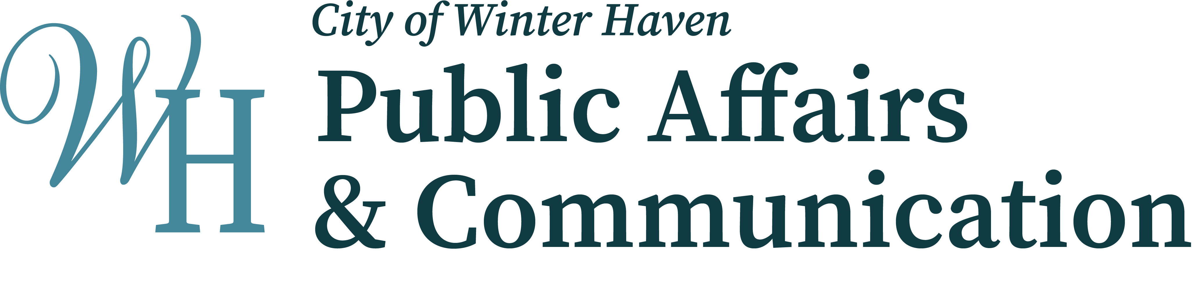 WH Department Logo Reading "Public Affairs and Communication"