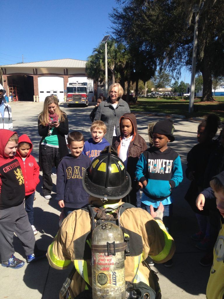 Firefighter with Group of Children