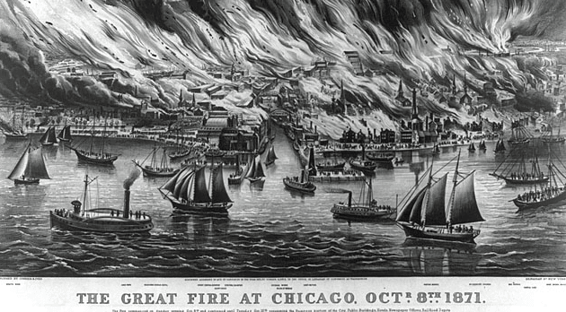 Old Newspaper Clipping of Chicago Fire Illustration