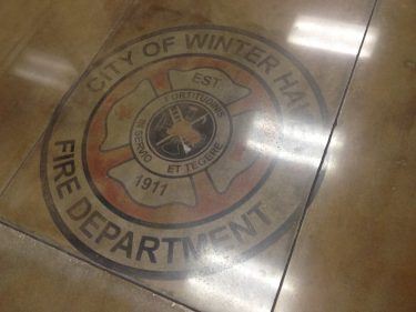 Fire Department Logo in Tile Floor